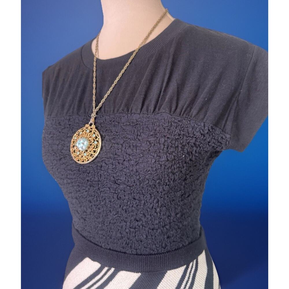 Maeve Anthropologie Smocked Black Knit Top | Cap Sleeve | Minimalist | Coquette